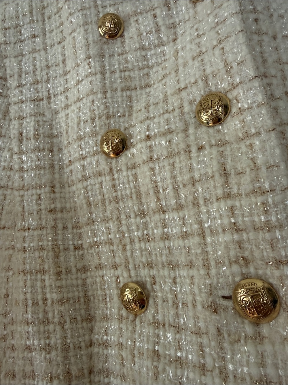 Talbots Cream Bouclé Double-Breasted Blazer with Gold Buttons 4P - Picture 3 of 6